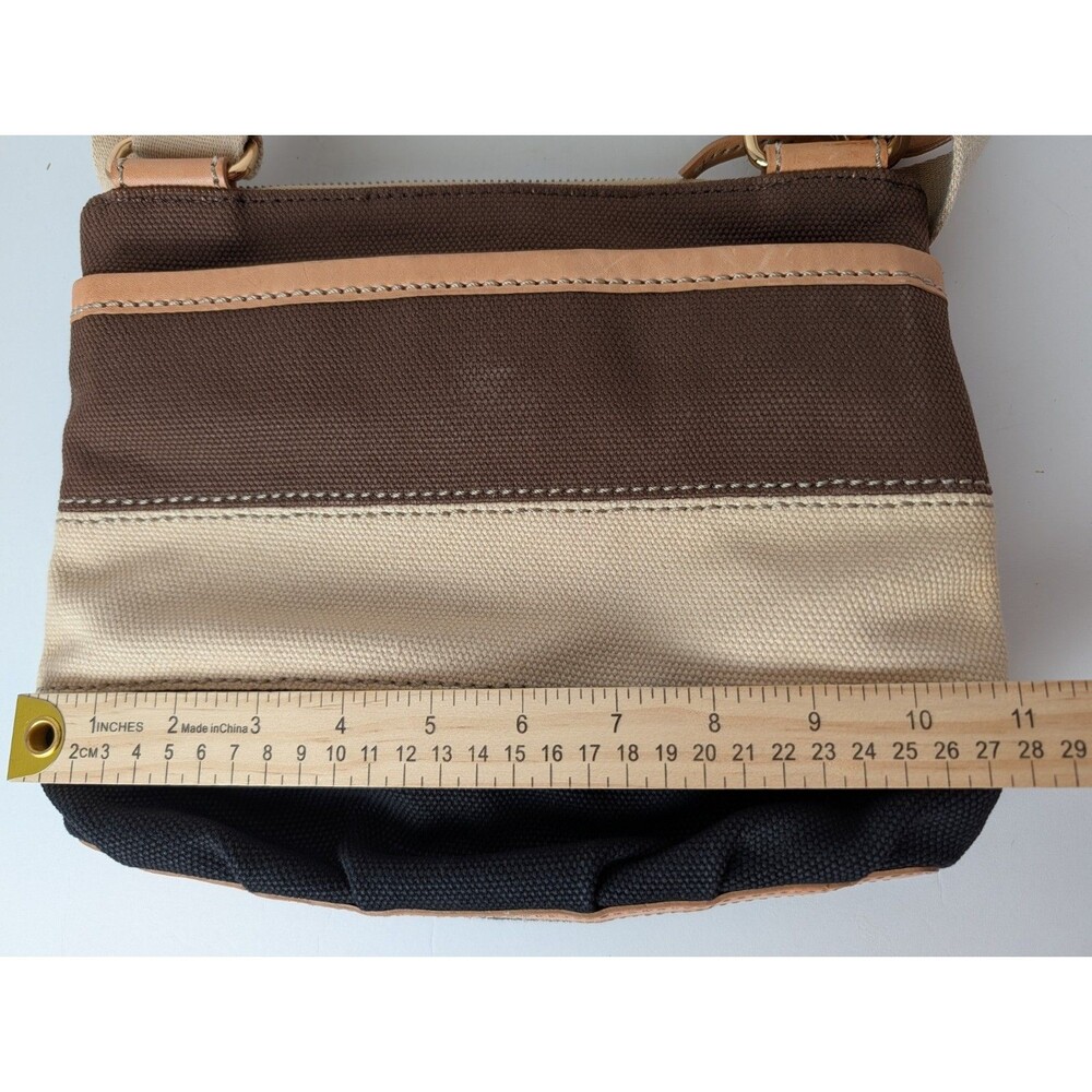 Brighton Purse Windstar “Windy” Brown Black Stripe Canvas Shoulder Bag Charms - Picture 13 of 16